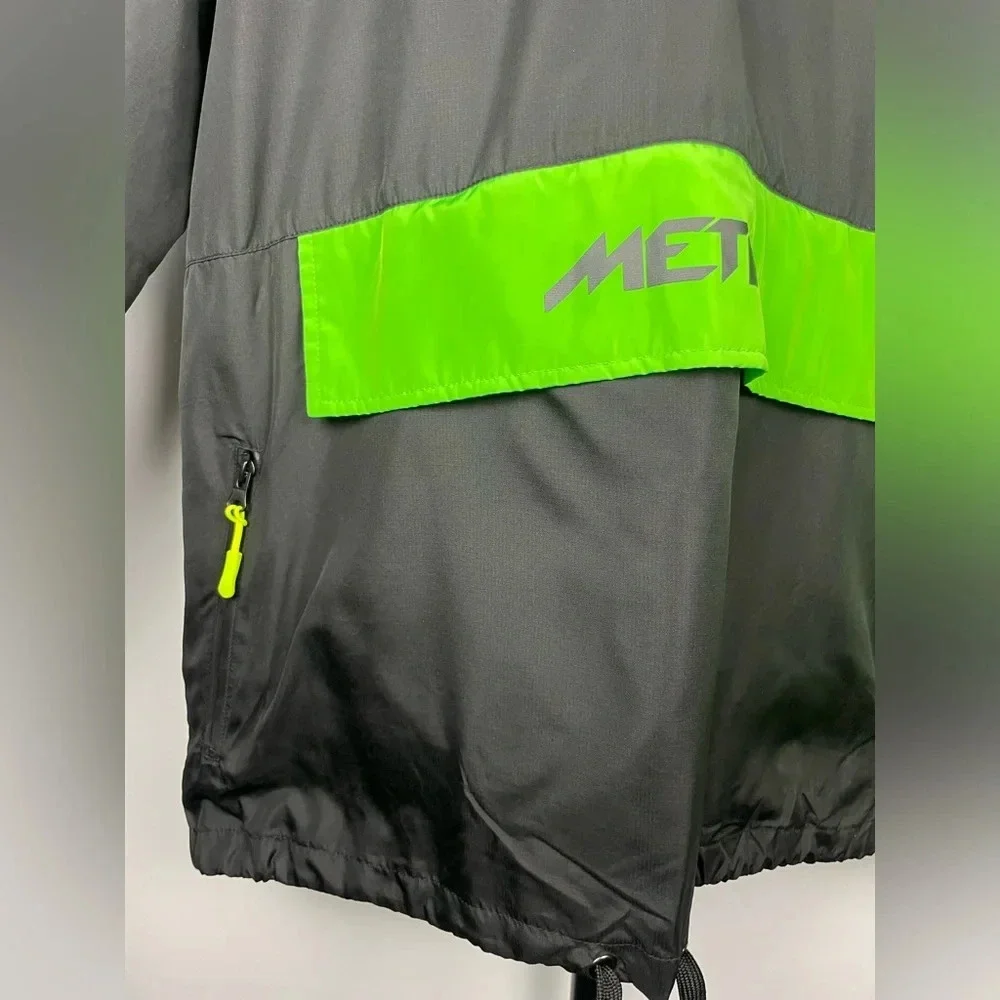 Meta Black Green‎ Coding Coder Pullover Hooded Multipocket Windbreaker Jacket - Picture 4 of 10